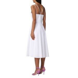 NEW Theory women’s size 8 Double Spaghetti Straps Flare Dress White Caliver 2